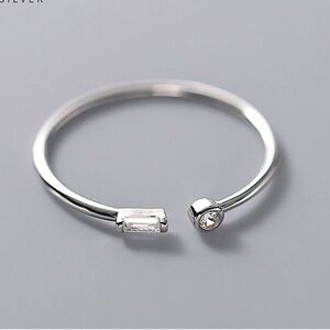 Sterling Silver CZ Geometric Ring, Minimalist, Trendy, Thin, Dainty, Gift